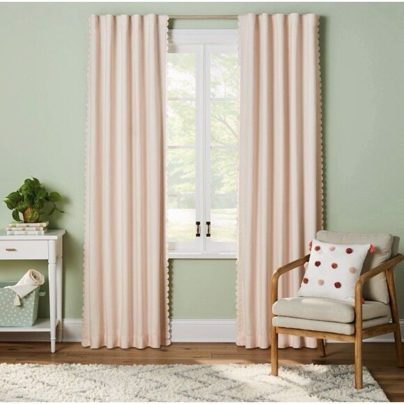 SET OF 2 42"W x 84"L Scallop Kids' Blackout Window Curtain Panel Pink-Pillowfort - Picture 1 of 7